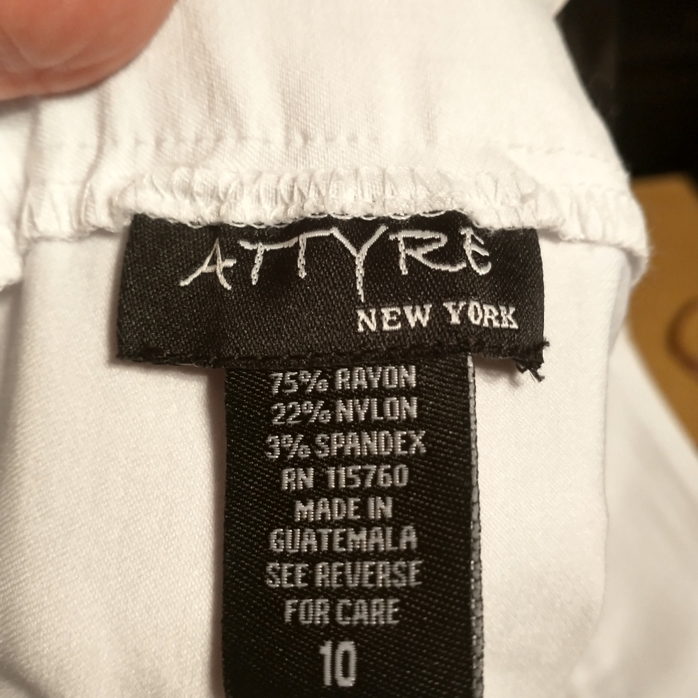 NWT Attyre Audrey Ankle  Slim Leg White Pants with Colorful Striped Hem - Picture 10 of 13